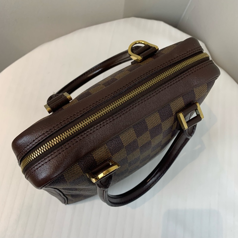 路易威登/Louis Vuitton 中古Vintage棕色金扣棋盤格豆腐包手提包 簡約低調 四季可用 24x10x20cm-2