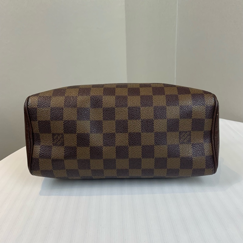 路易威登/Louis Vuitton 中古Vintage棕色金扣棋盤格豆腐包手提包 簡約低調 四季可用 24x10x20cm-3