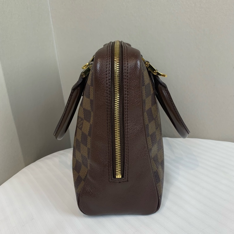 路易威登/Louis Vuitton 中古Vintage棕色金扣棋盤格豆腐包手提包 簡約低調 四季可用 24x10x20cm-4