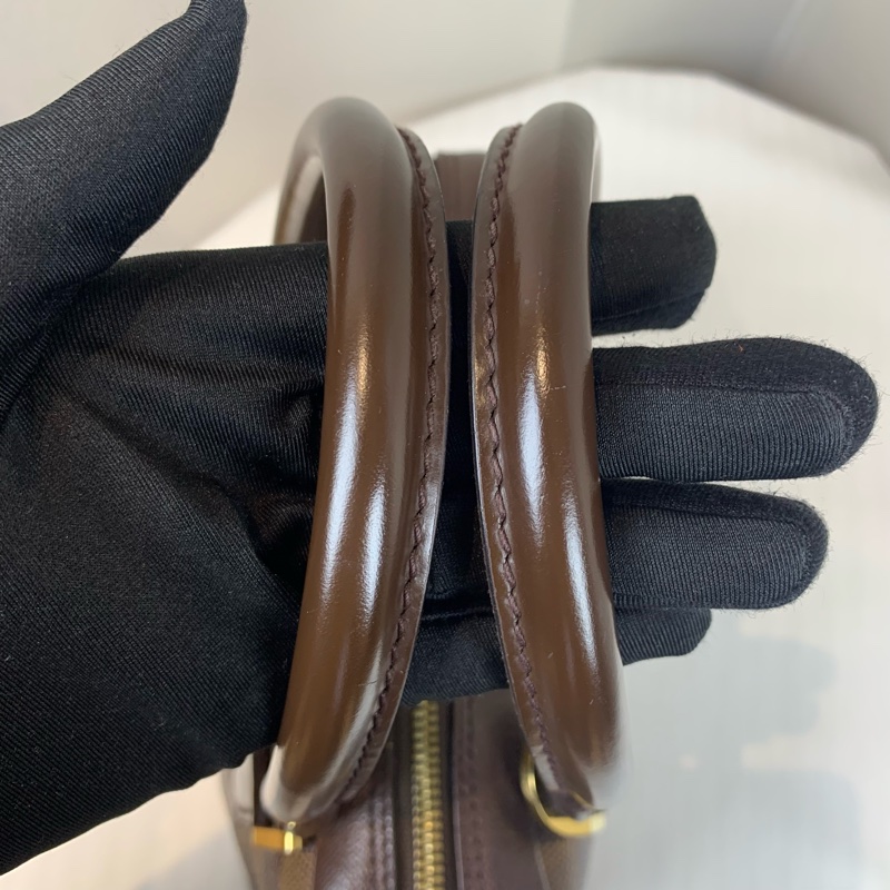 路易威登/Louis Vuitton 中古Vintage棕色金扣棋盤格豆腐包手提包 簡約低調 四季可用 24x10x20cm-5