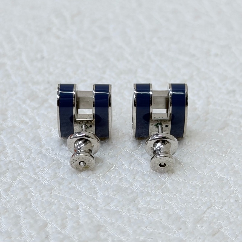 HERMES POP H 藍銀色耳環 XC409-2