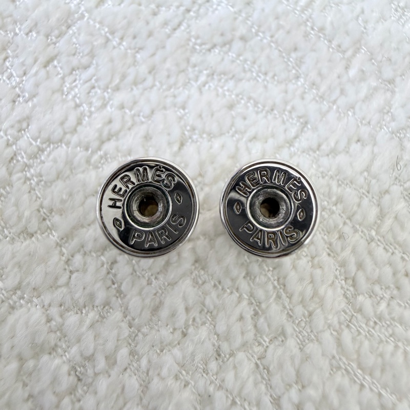 HERMES POP H 藍銀色耳環 XC409-8