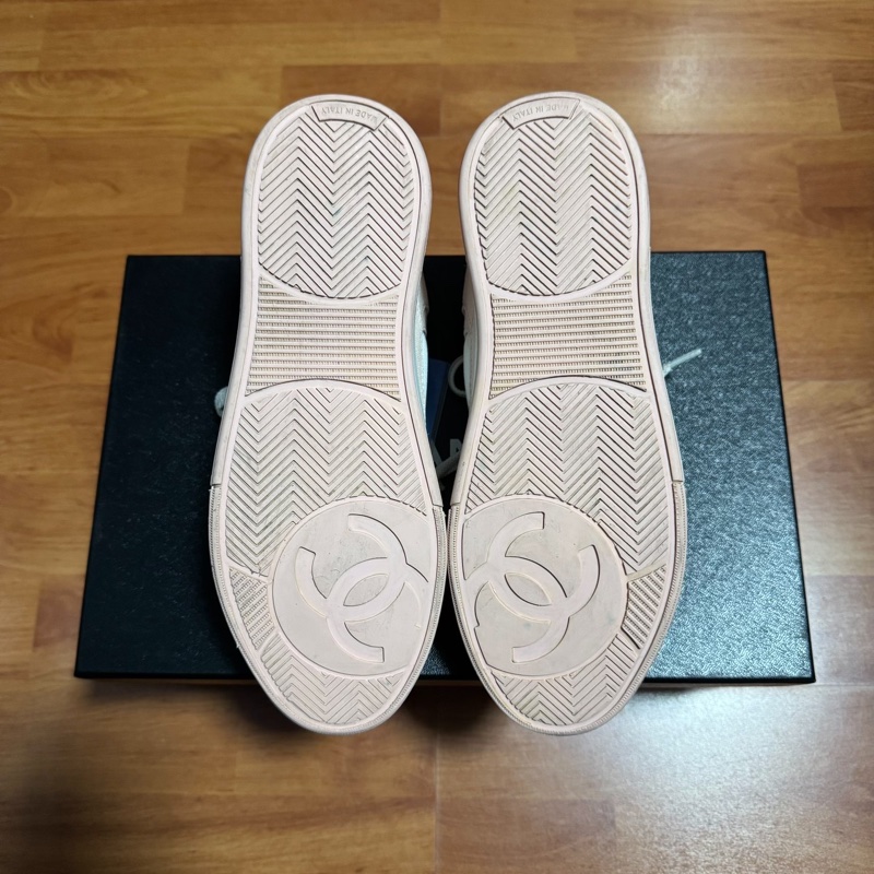 Chanel香奈兒24C雙C徽標帆布鞋 女款 淺粉 37.5碼-9