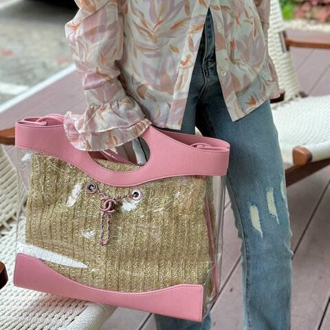 Chanel 31bag櫻花粉銀扣特別款 38×34×12 98新配件塵袋