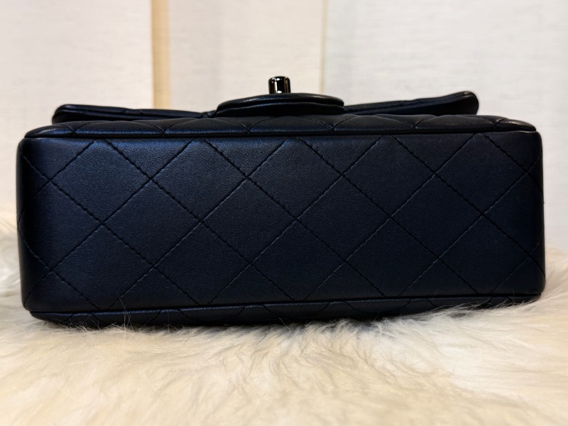 Chanel mini CF Coco20 銀黑灰羊皮銀黑釦-9