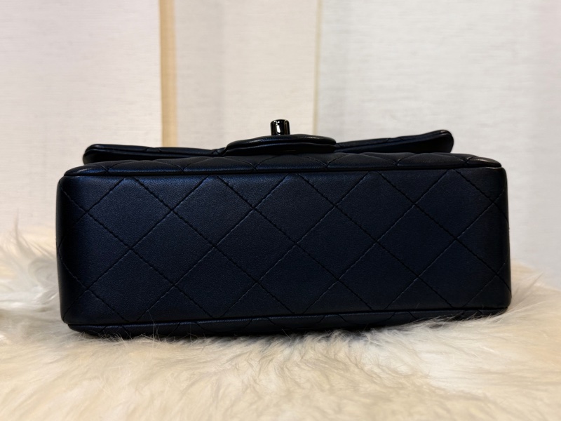 Chanel mini CF Coco20 銀黑灰羊皮銀黑釦-10