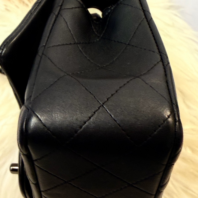 Chanel mini CF Coco20 銀黑灰羊皮銀黑釦-12