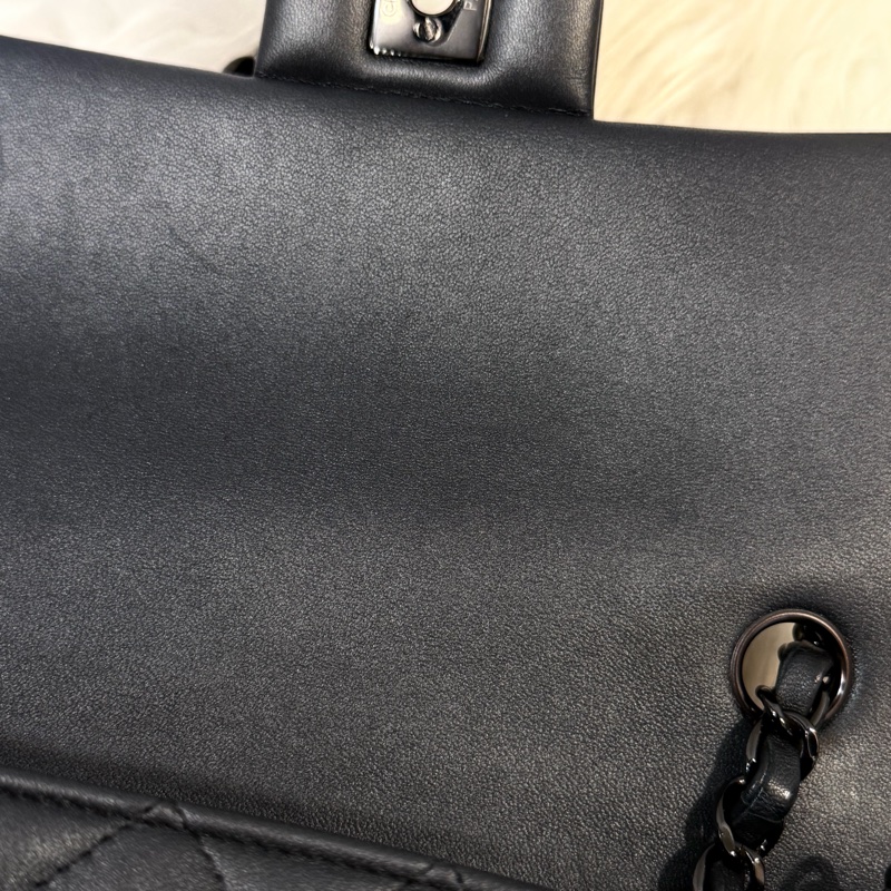 Chanel mini CF Coco20 銀黑灰羊皮銀黑釦-16