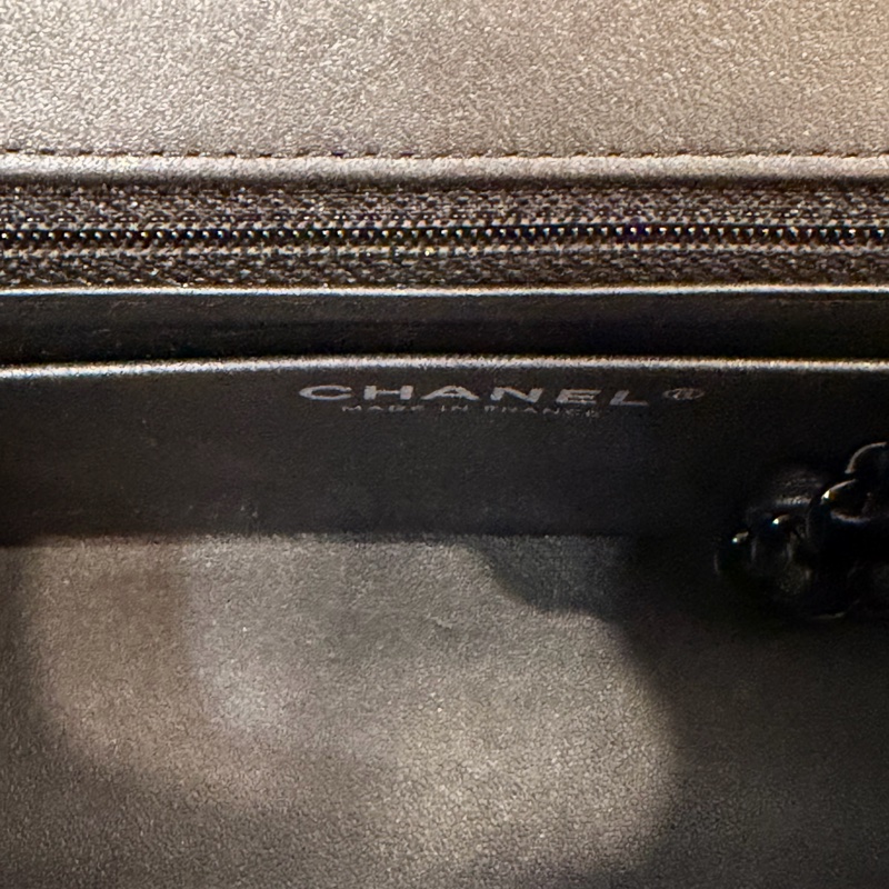 Chanel mini CF Coco20 銀黑灰羊皮銀黑釦-19