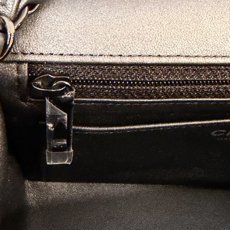 Chanel mini CF Coco20 銀黑灰羊皮銀黑釦-20