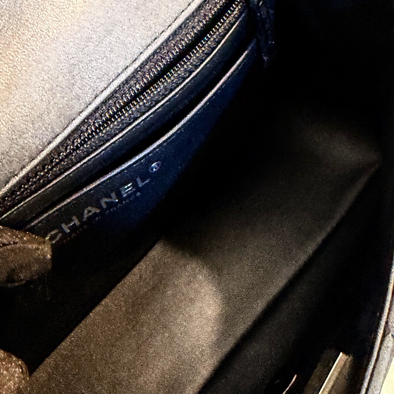 Chanel mini CF Coco20 銀黑灰羊皮銀黑釦-21
