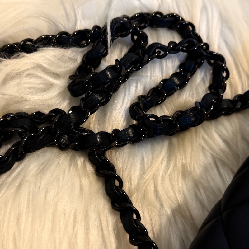 Chanel mini CF Coco20 銀黑灰羊皮銀黑釦-23