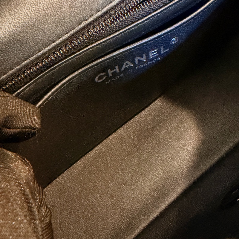 Chanel mini CF Coco20 銀黑灰羊皮銀黑釦-24