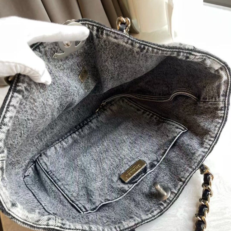 Chanel 牛仔漸變灰19bag tote 23*40*10 99新配件塵袋-8