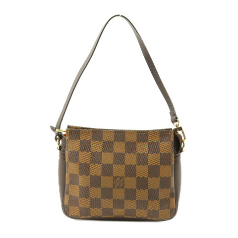 LOUIS VUITTON Damier Trousse Makeup Accessory Pouch金扣手挽袋棕色