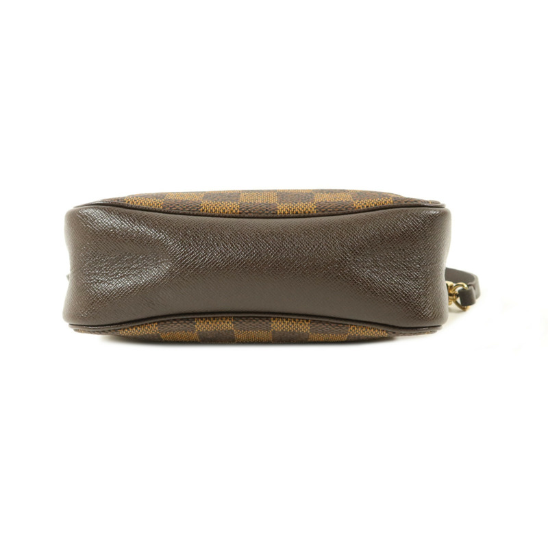 LOUIS VUITTON Damier Trousse Makeup Accessory Pouch金扣手挽袋棕色-3
