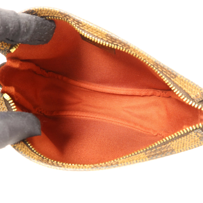 LOUIS VUITTON Damier Trousse Makeup Accessory Pouch金扣手挽袋棕色-4