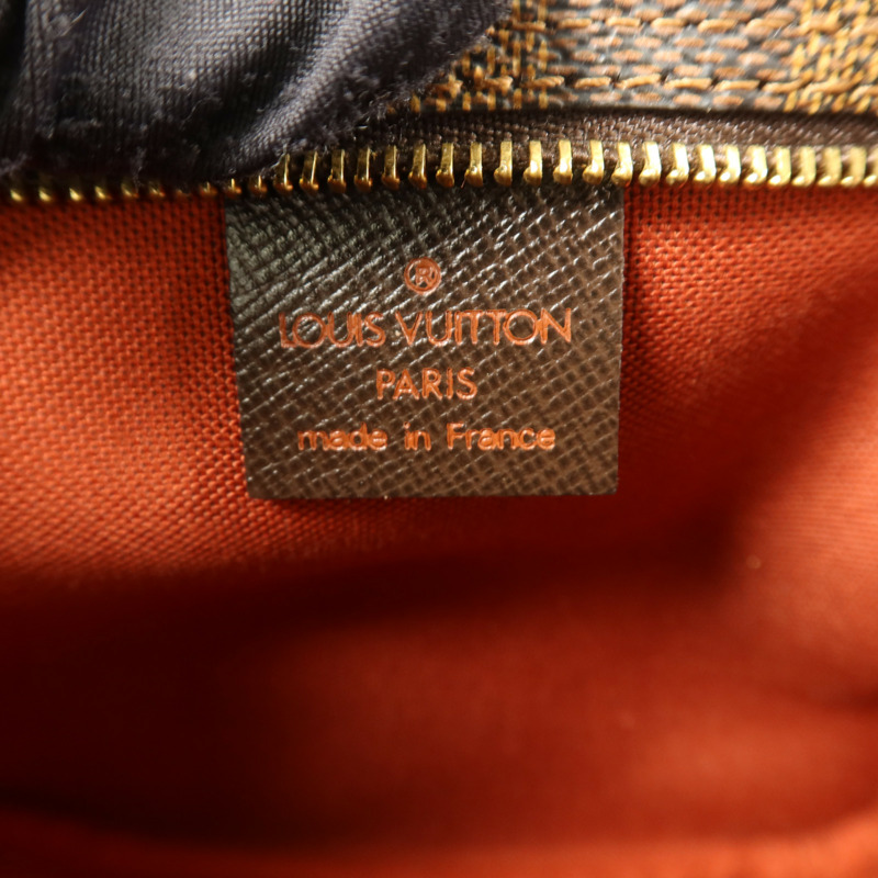 LOUIS VUITTON Damier Trousse Makeup Accessory Pouch金扣手挽袋棕色-5