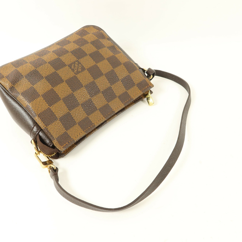 LOUIS VUITTON Damier Trousse Makeup Accessory Pouch金扣手挽袋棕色-7