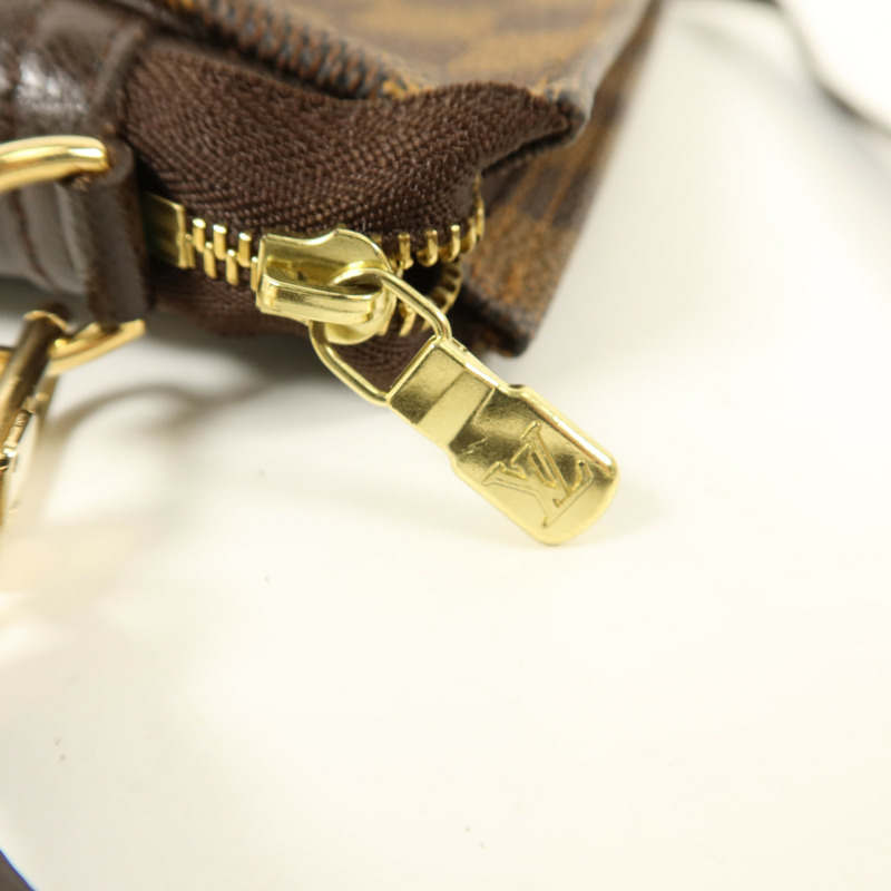 LOUIS VUITTON Damier Trousse Makeup Accessory Pouch金扣手挽袋棕色-8