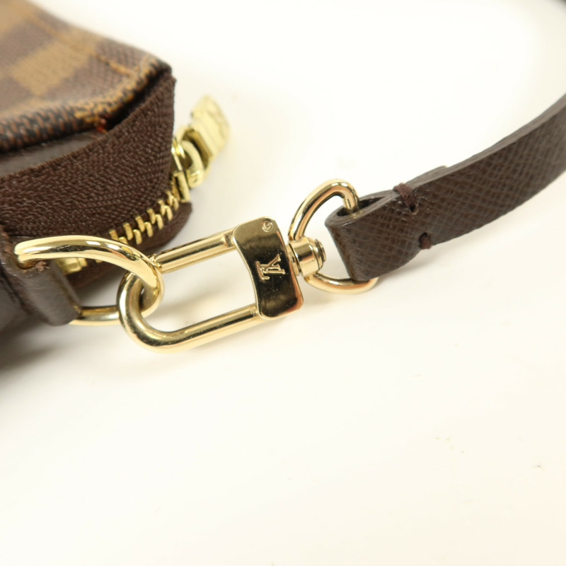 LOUIS VUITTON Damier Trousse Makeup Accessory Pouch金扣手挽袋棕色-9