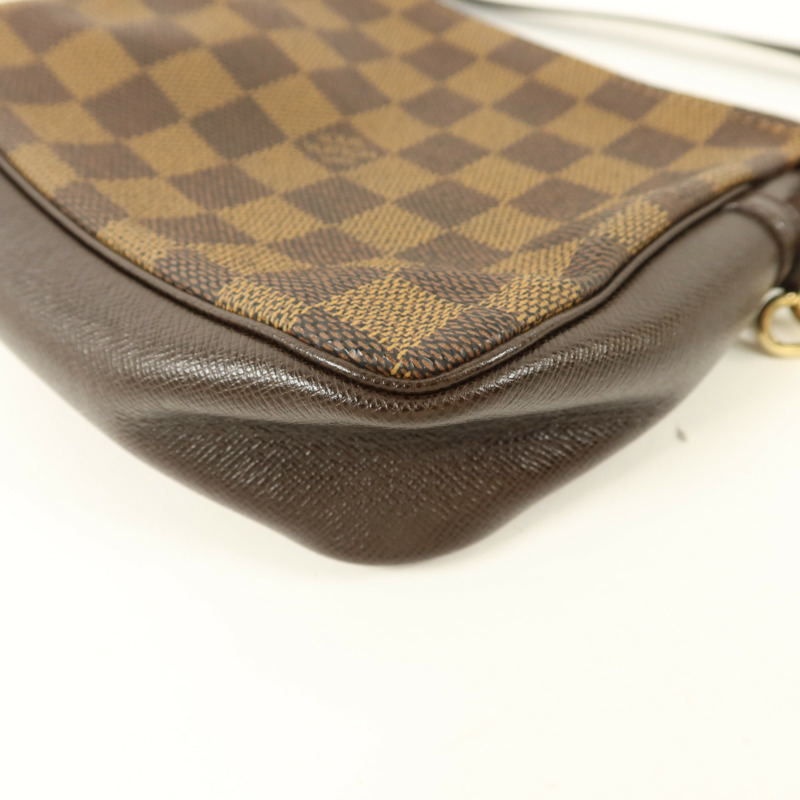 LOUIS VUITTON Damier Trousse Makeup Accessory Pouch金扣手挽袋棕色-10