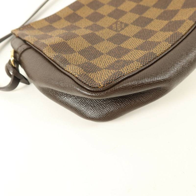 LOUIS VUITTON Damier Trousse Makeup Accessory Pouch金扣手挽袋棕色-11