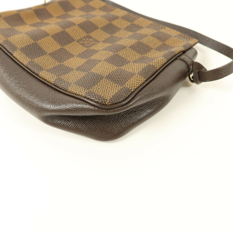 LOUIS VUITTON Damier Trousse Makeup Accessory Pouch金扣手挽袋棕色-12