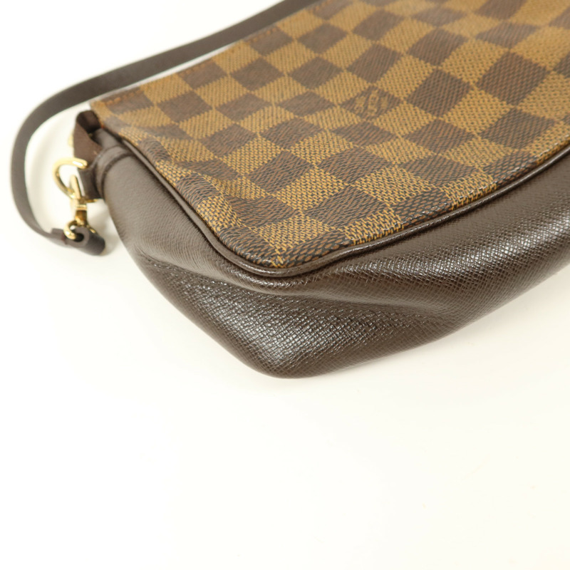 LOUIS VUITTON Damier Trousse Makeup Accessory Pouch金扣手挽袋棕色-13
