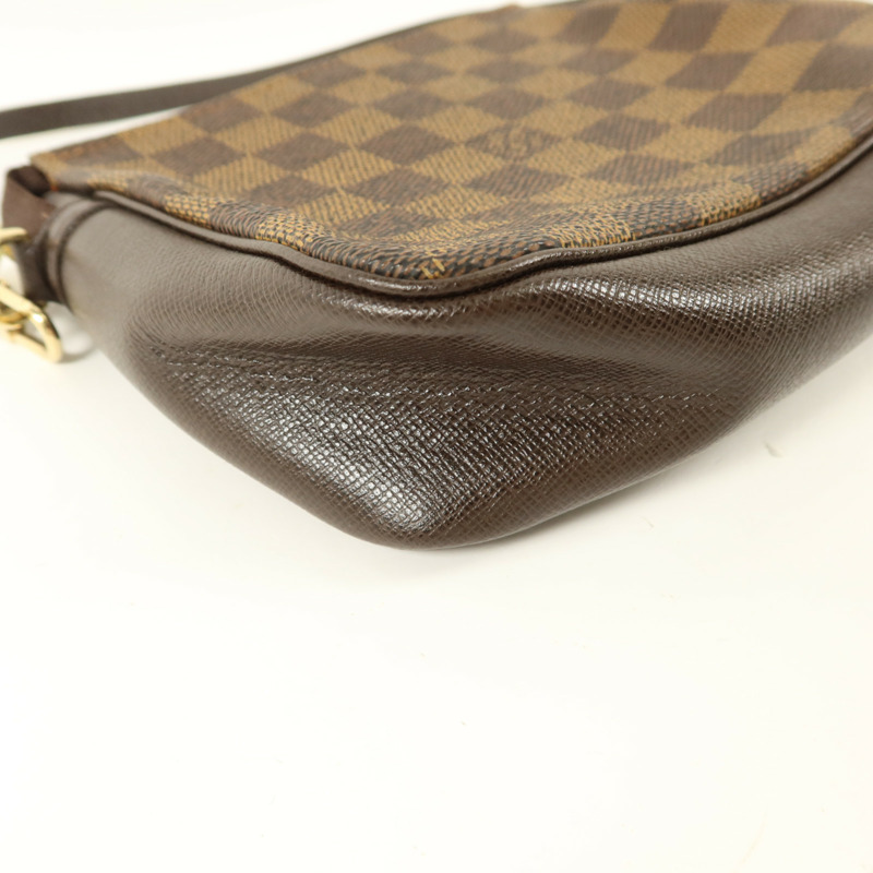 LOUIS VUITTON Damier Trousse Makeup Accessory Pouch金扣手挽袋棕色-15