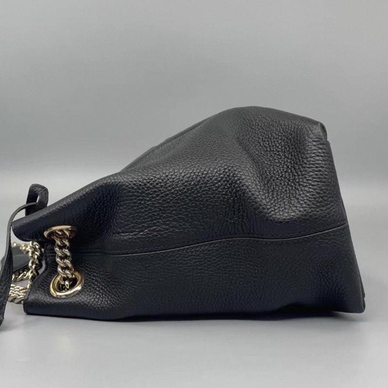 GUCCI古馳黑金配色荔枝紋牛皮流蘇托特包🍔-13