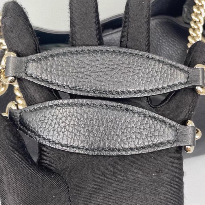 GUCCI古馳黑金配色荔枝紋牛皮流蘇托特包🍔-16