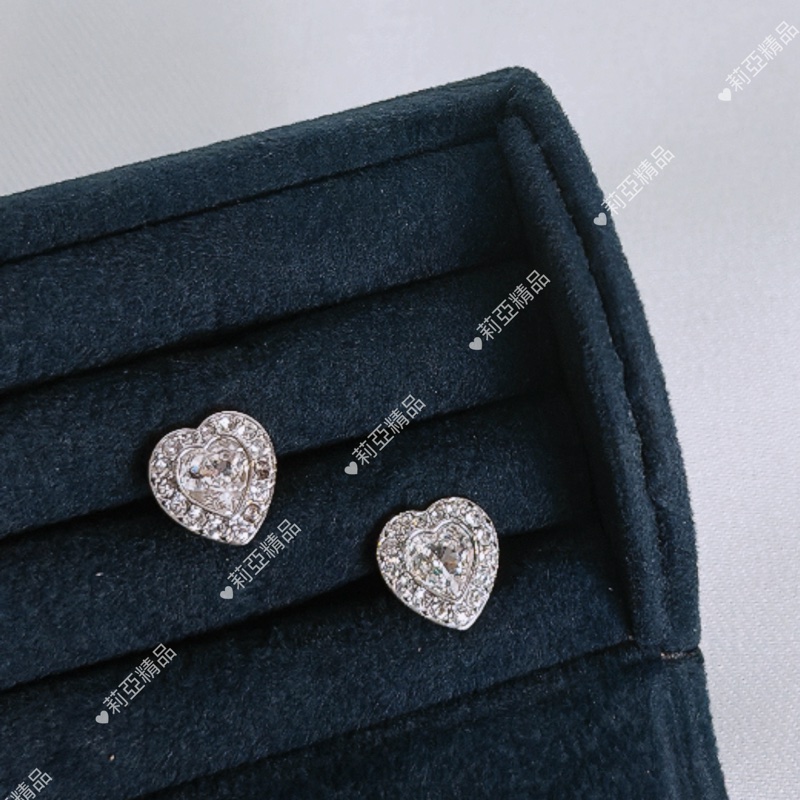 莉亞精品♡ Swaraski 愛心鑽耳環 二手-1