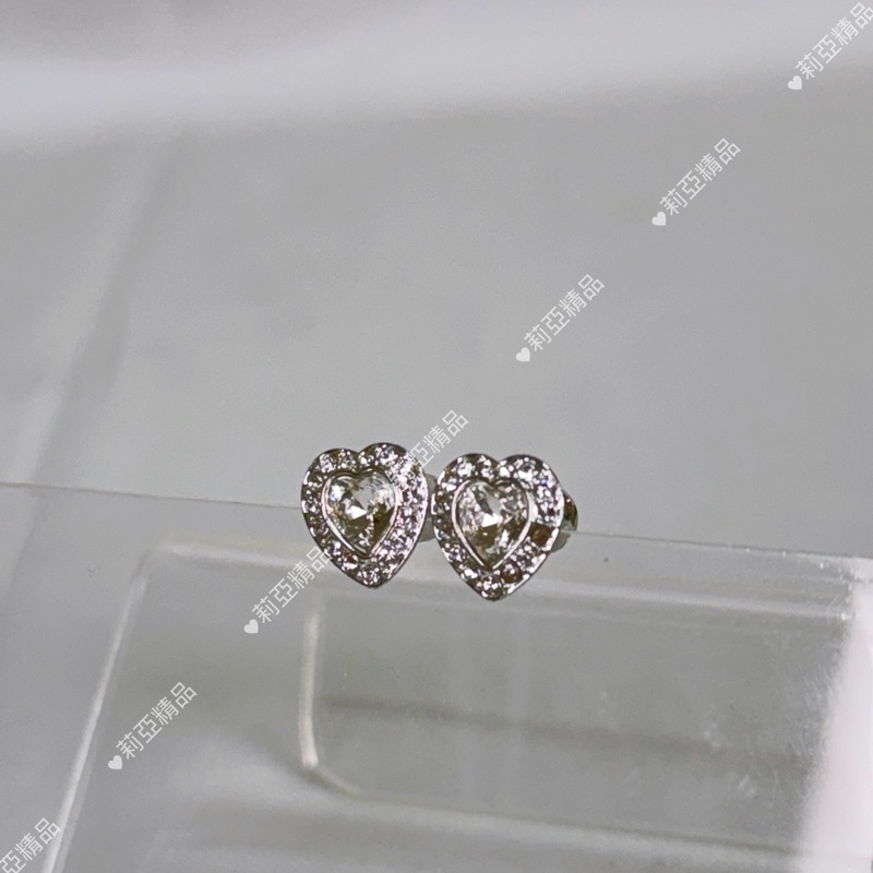 莉亞精品♡ Swaraski 愛心鑽耳環 二手-2