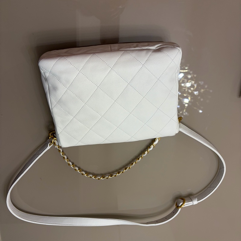 Chanel 25p hobo荔枝紋皮白色-2