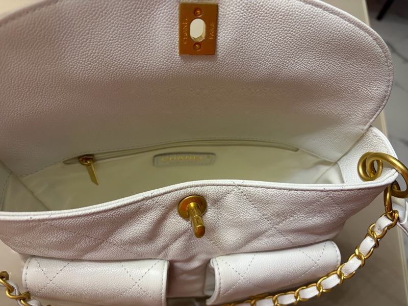 Chanel 25p hobo荔枝紋皮白色-7