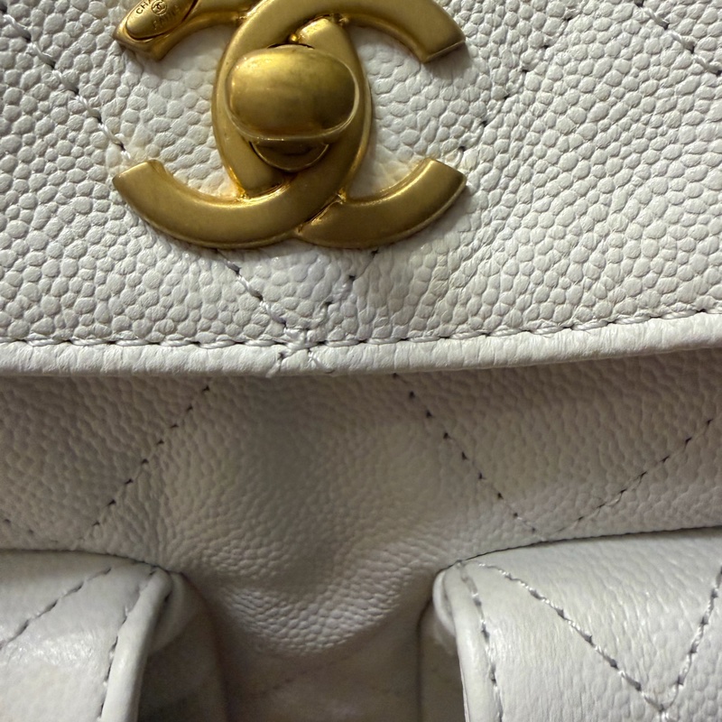 Chanel 25p hobo荔枝紋皮白色-9