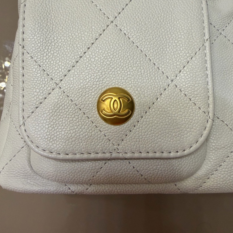 Chanel 25p hobo荔枝紋皮白色-10