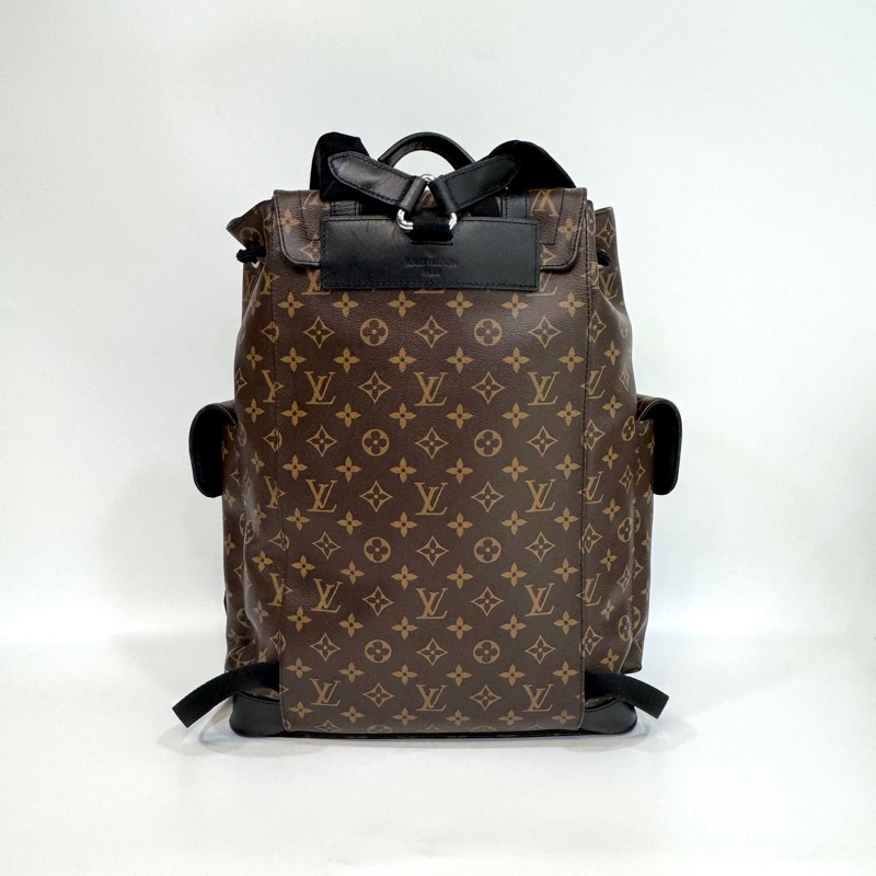 路易威登LV原花拼黑牛皮銀釦🎒Christopher MM後背包 大容量後背包 男包 M43735-12