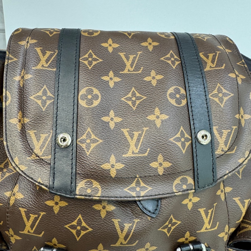 路易威登LV原花拼黑牛皮銀釦🎒Christopher MM後背包 大容量後背包 男包 M43735-29