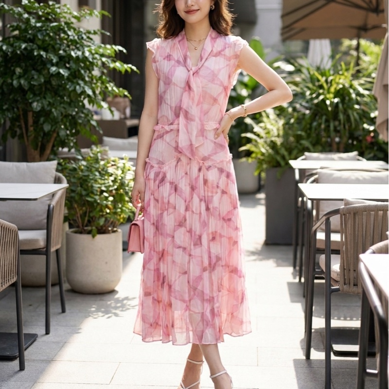 97）全新【COACH】質感粉嫩幾何．修身剪裁中長版洋裝 M-L可穿-0