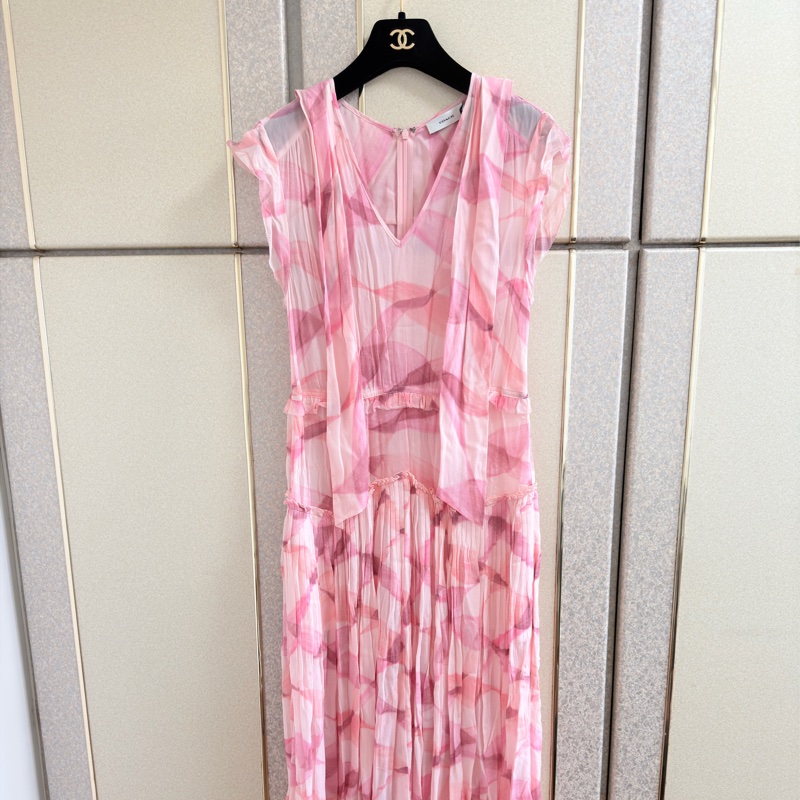 97）全新【COACH】質感粉嫩幾何．修身剪裁中長版洋裝 M-L可穿-5