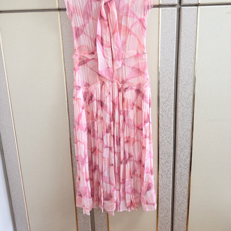 97）全新【COACH】質感粉嫩幾何．修身剪裁中長版洋裝 M-L可穿-6