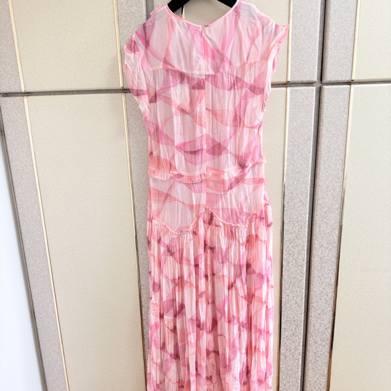 97）全新【COACH】質感粉嫩幾何．修身剪裁中長版洋裝 M-L可穿-7