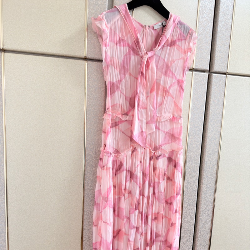 97）全新【COACH】質感粉嫩幾何．修身剪裁中長版洋裝 M-L可穿-9