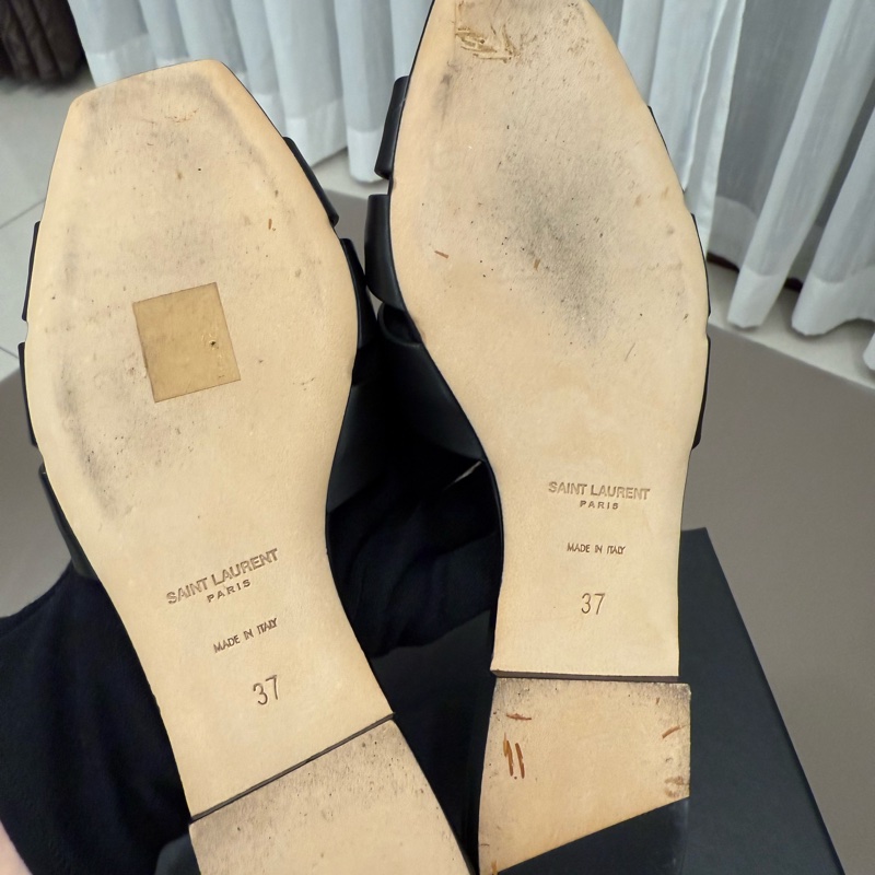 Saint Laurent YSL Tribute 平底黑色拖鞋 涼鞋 37號-4