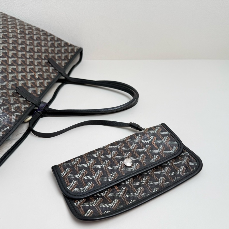 Goyard/戈雅 黑色小號單肩包 銀扣-5