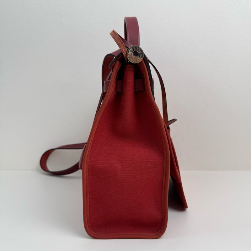 Hermes 愛馬仕 herbag 31 楓葉紅單肩包 銀扣-3