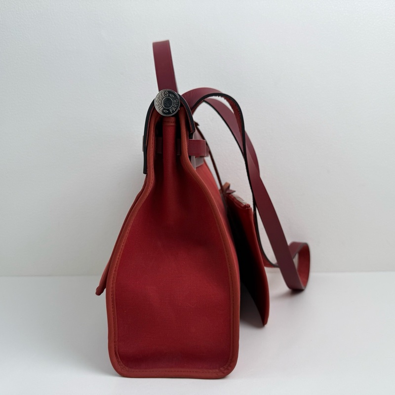 Hermes 愛馬仕 herbag 31 楓葉紅單肩包 銀扣-4