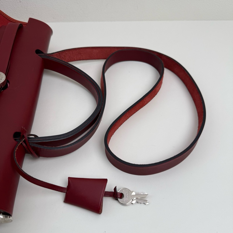 Hermes 愛馬仕 herbag 31 楓葉紅單肩包 銀扣-5